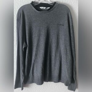 Calvin Klein Cotton Blend Crew Neck Pullover Shirt Textured Grey & Black size XL